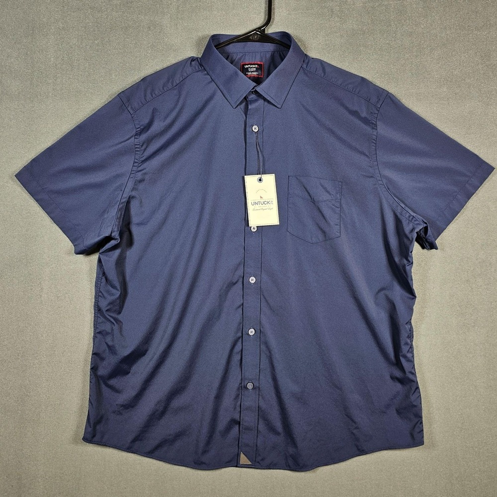 UNTUCKit Gironde SS Shirt Mens XL Blue Relaxed Fit Short Sleeve Button Up